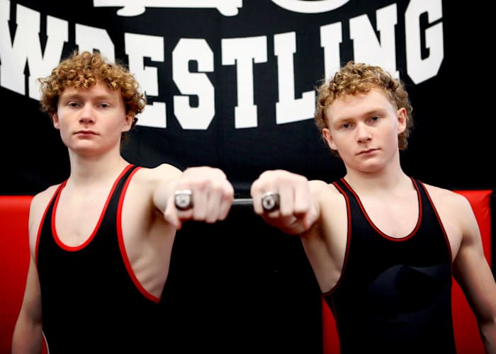 Aaron and Adam Solomon.Reedsport wrestling.Michele Bunch